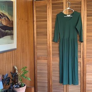 Vintage Waffle Weave Forest Green Dress (has pockets!)